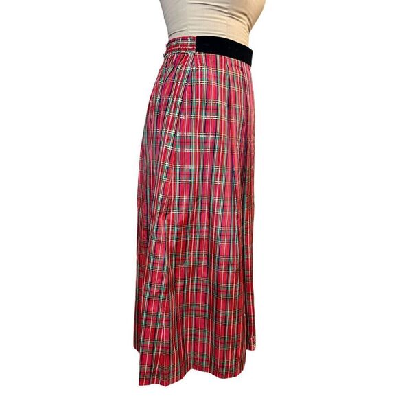 Karen Scott Tartan Plaid Skirt Sz. 16 Satin Midi/Ankle Length Pull On Holidays - Picture 3 of 9
